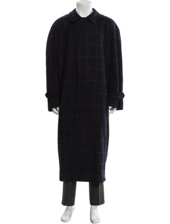 Cerruti 1881 Wool Plaid Print Overcoat
