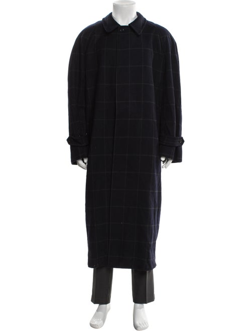 Cerruti 1881 Wool Plaid Print Overcoat
