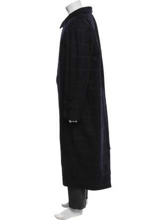 Cerruti 1881 Wool Plaid Print Overcoat