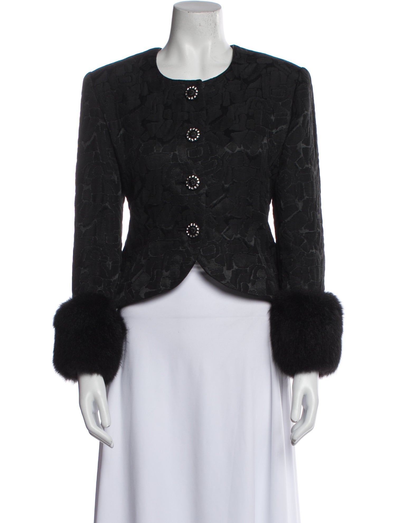 C'est Simone Vintage Jacquard Fur Jacket
