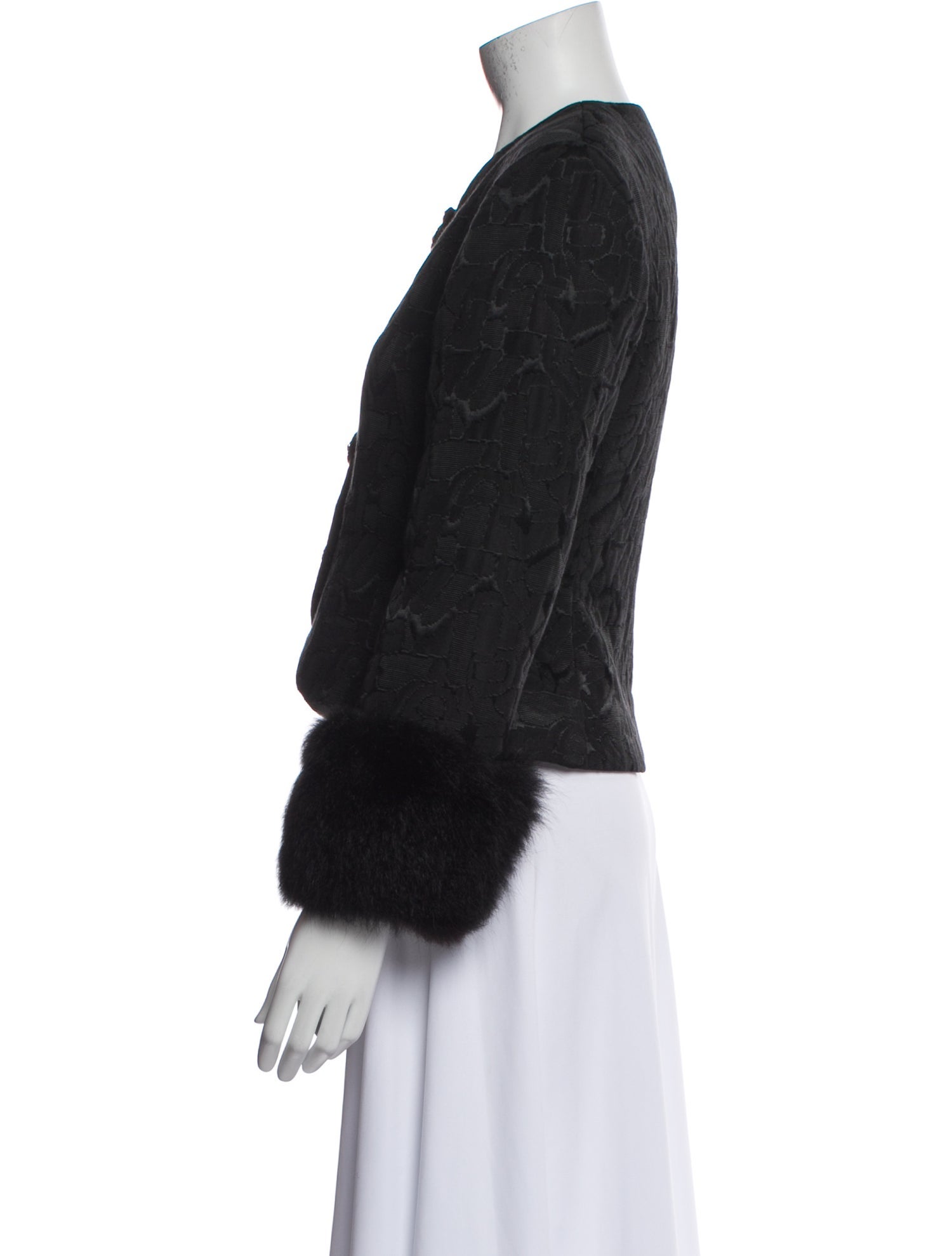 C'est Simone Vintage Jacquard Fur Jacket