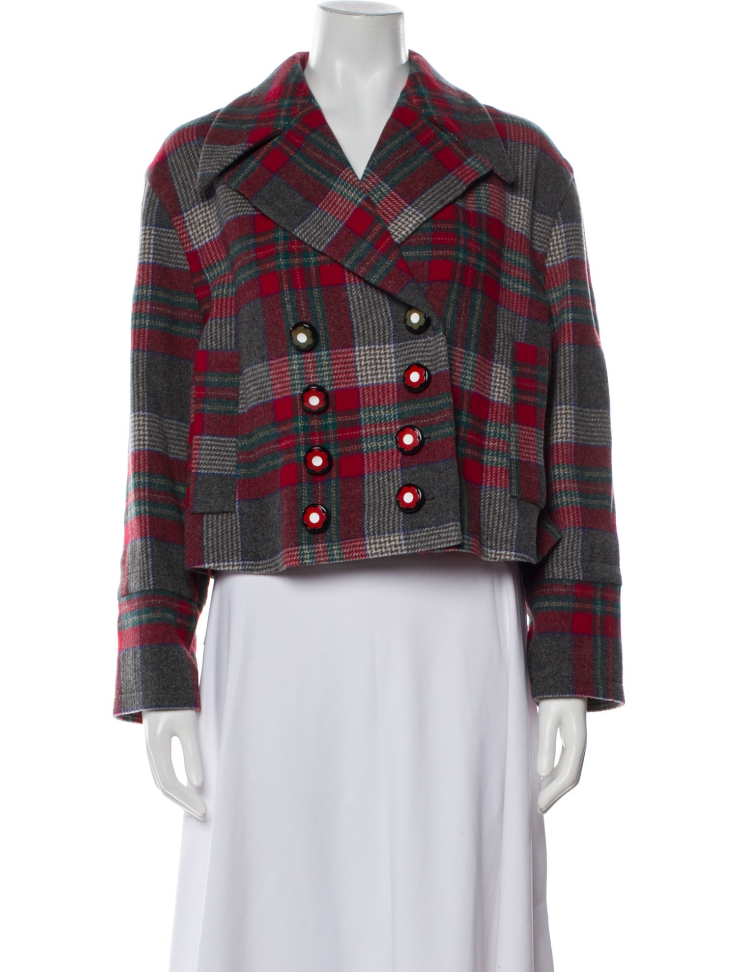 C'EST COMME ÇA Wool Plaid Print Blazer w/ Tags