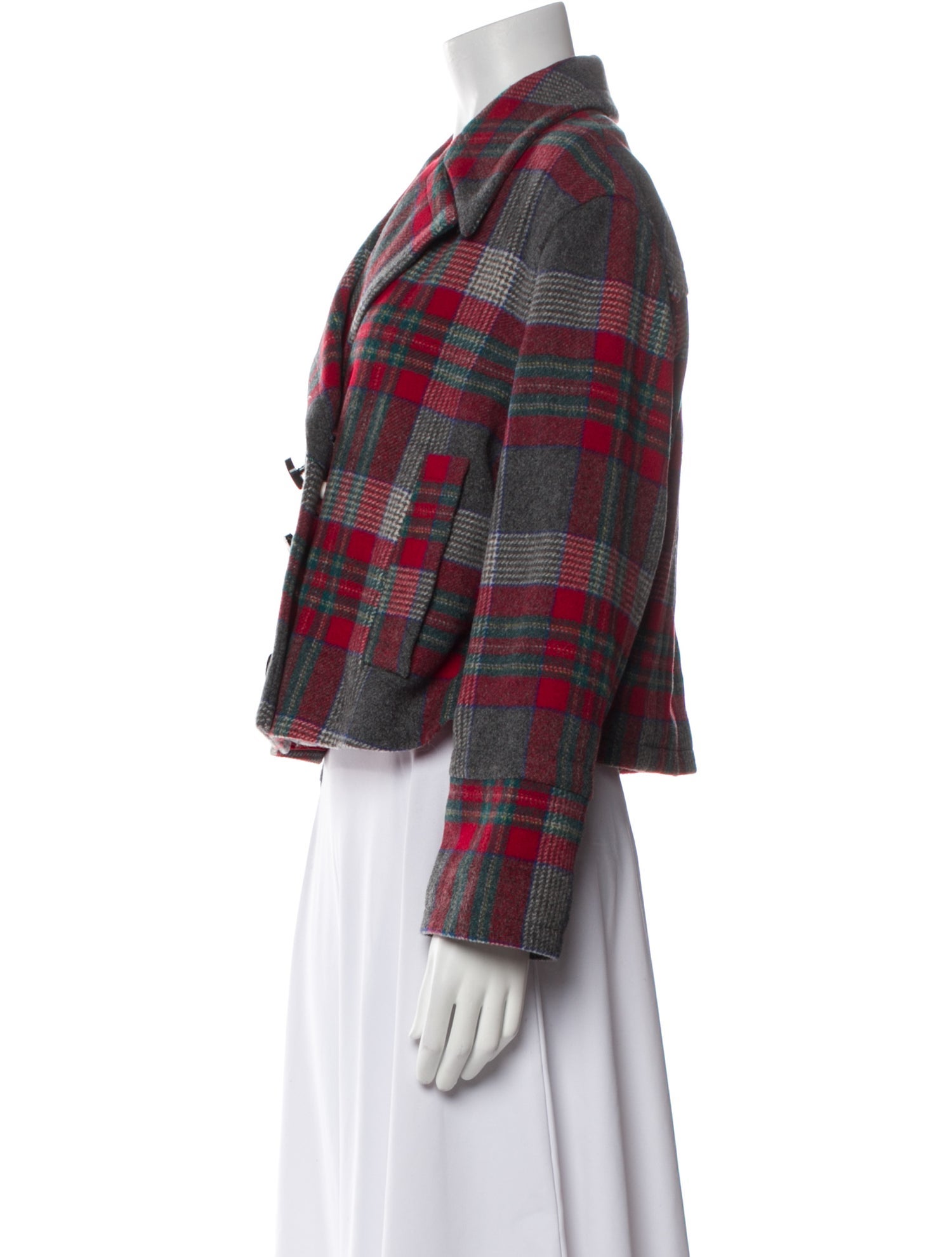 C'EST COMME ÇA Wool Plaid Print Blazer w/ Tags