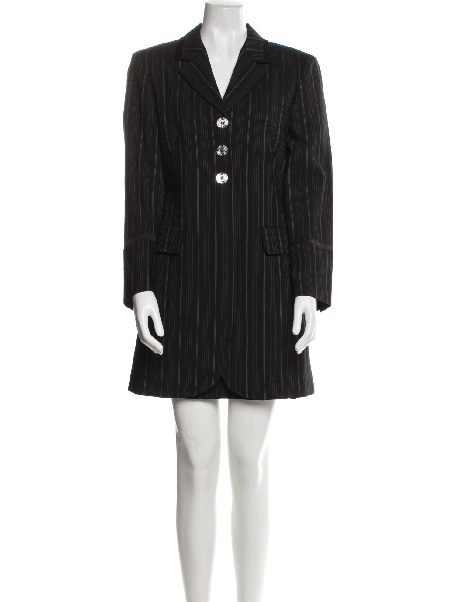 C'EST COMME ÇA Virgin Wool Striped Skirt Suit