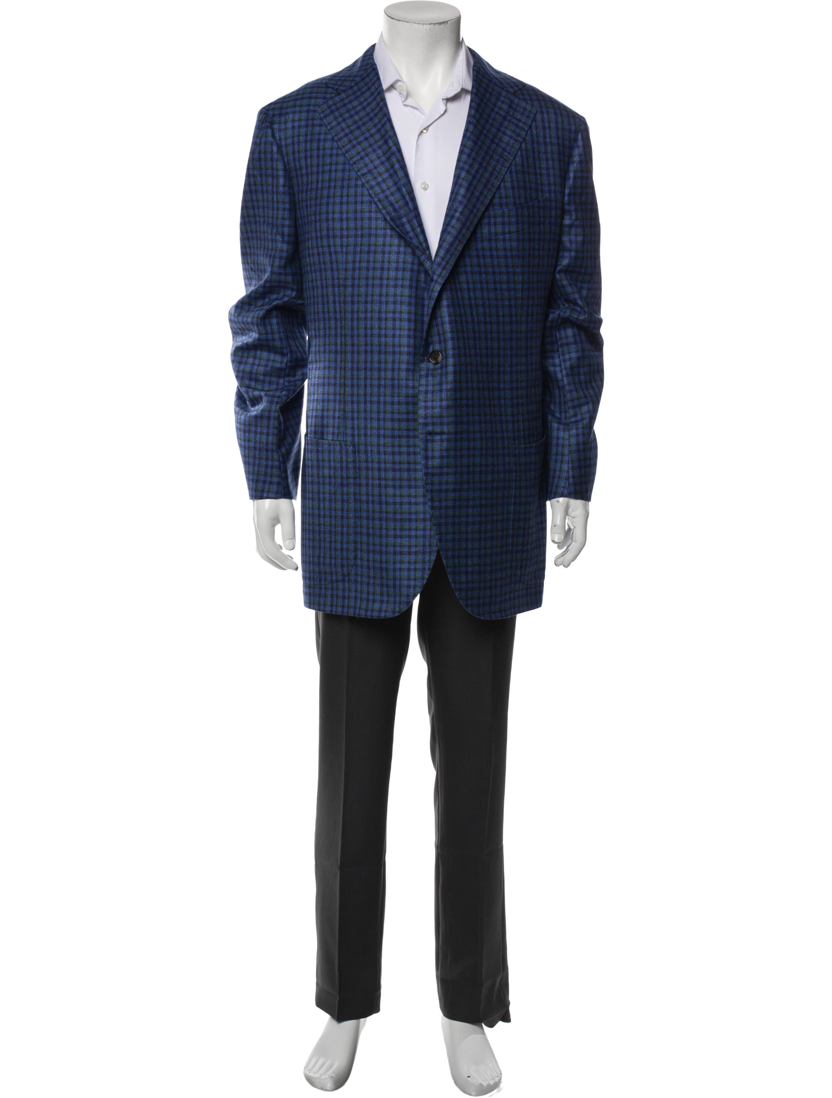 Cesare Attolini Napoli Silk Plaid Print Sport Coat