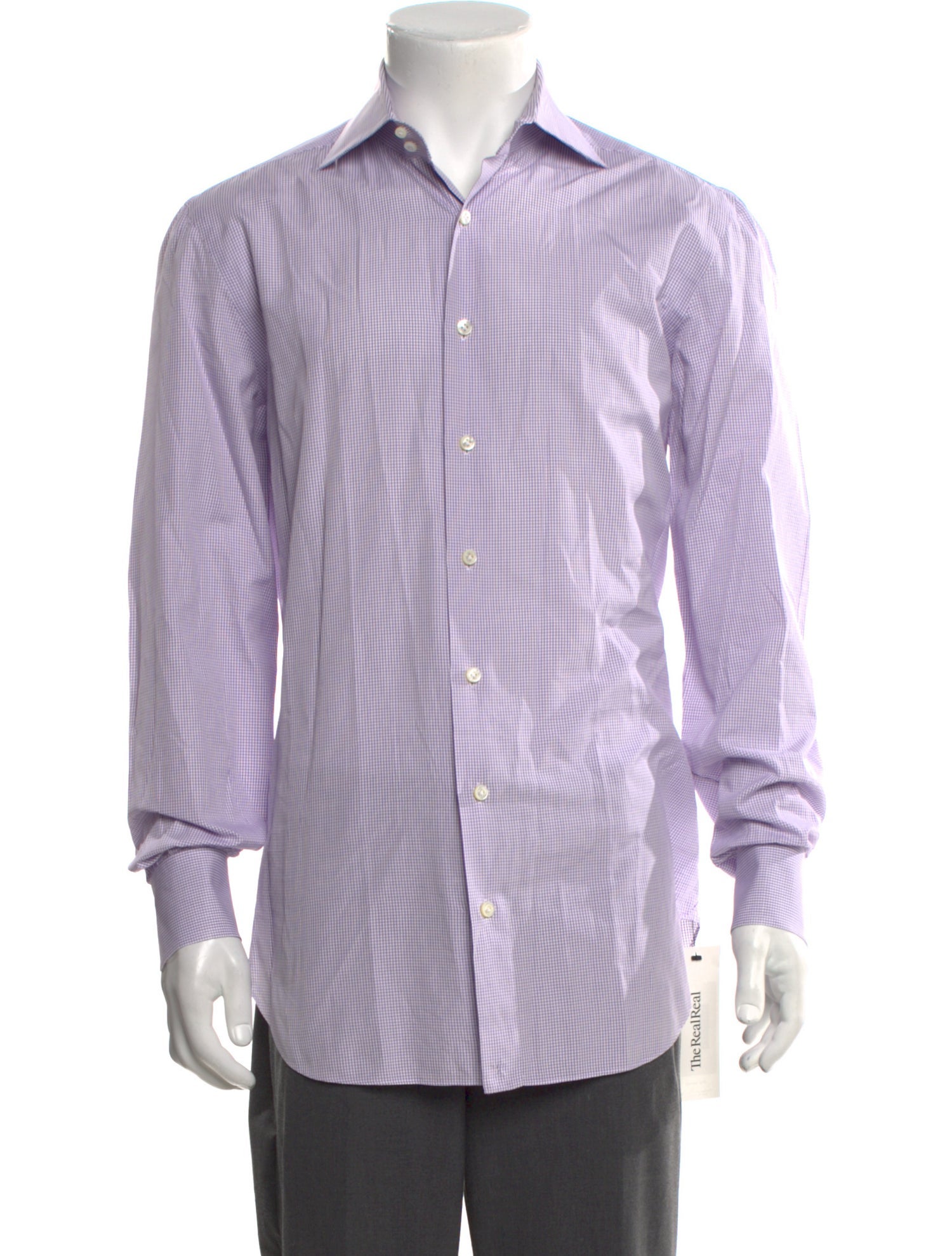 Cesare Attolini Napoli Plaid Print Long Sleeve Dress Shirt