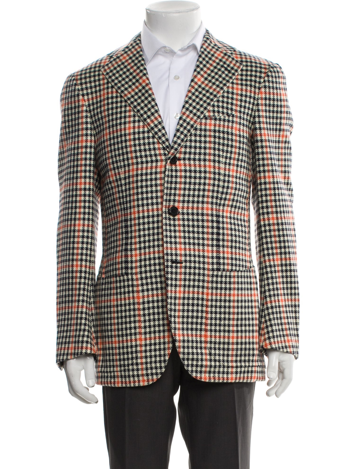 Cesare Attolini Napoli Cashmere Plaid Print Moto Jacket