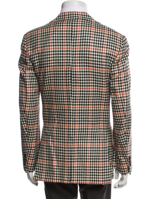 Cesare Attolini Napoli Cashmere Plaid Print Moto Jacket