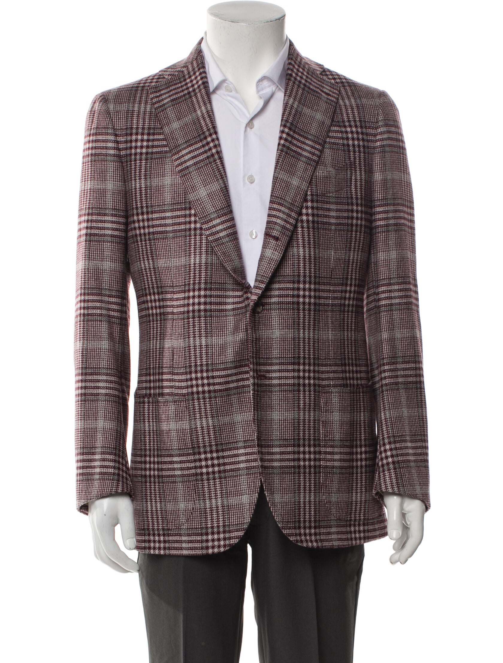 Cesare Attolini Napoli Cashmere Plaid Print Blazer