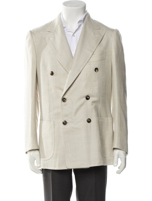 Cesare Attolini Napoli Wool Plaid Print Blazer