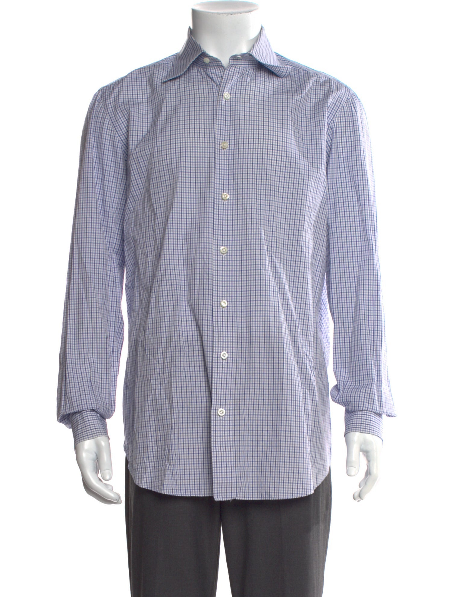Cesare Attolini Napoli Plaid Print Long Sleeve Dress Shirt