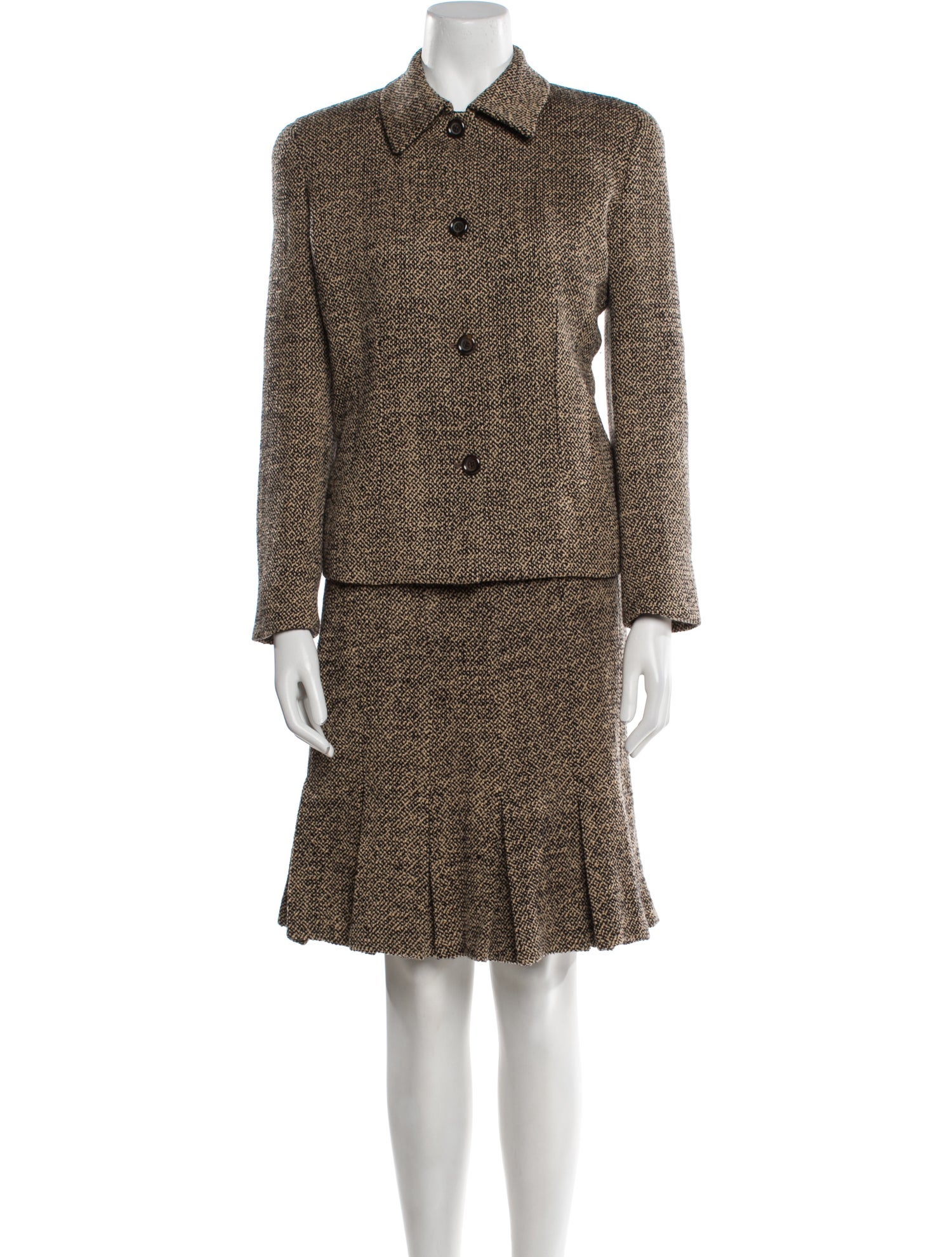 Cesare Attolini Napoli Wool Tweed Pattern Skirt Set