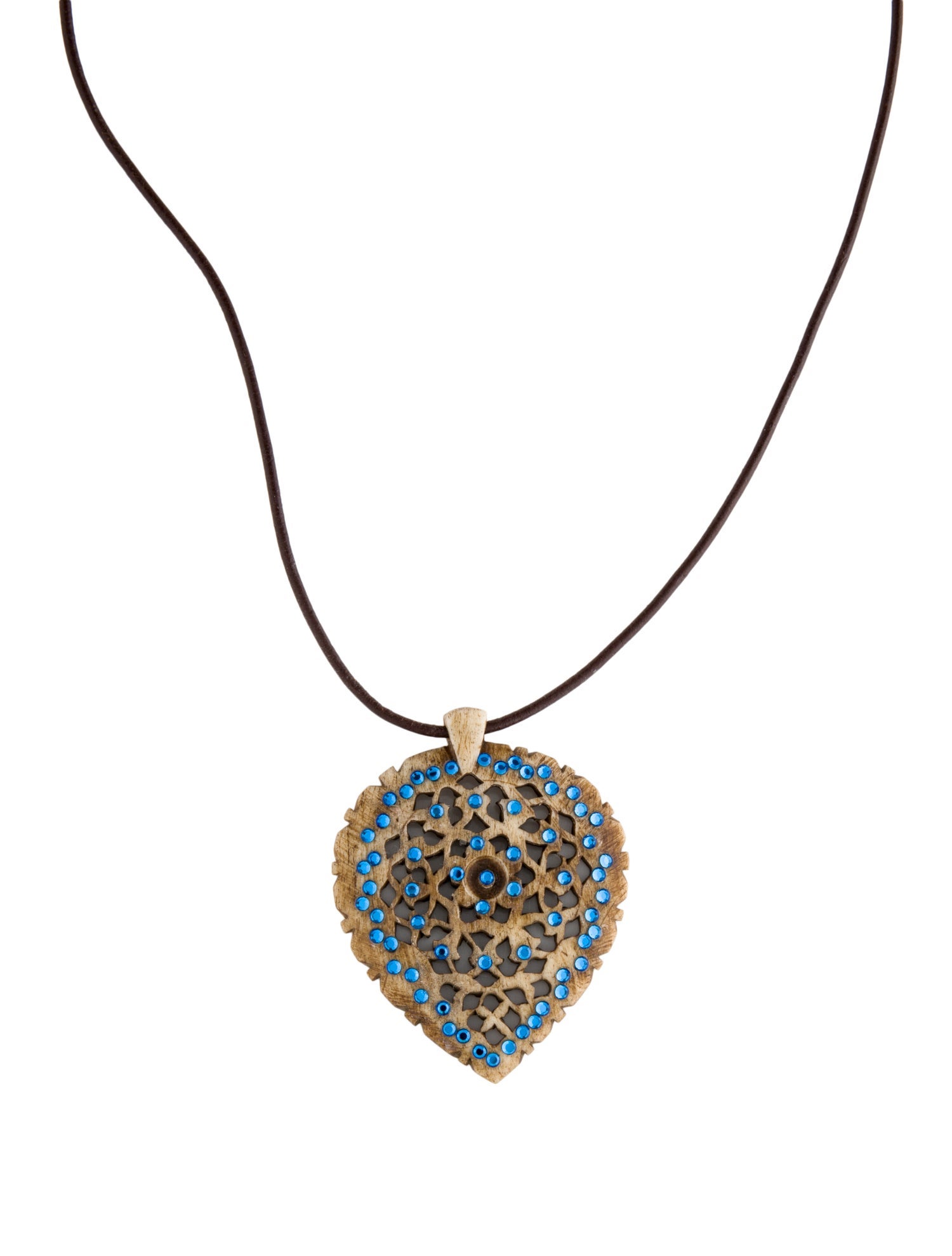 Chan Luu Nut, Leather & Crystal Pendant Necklace