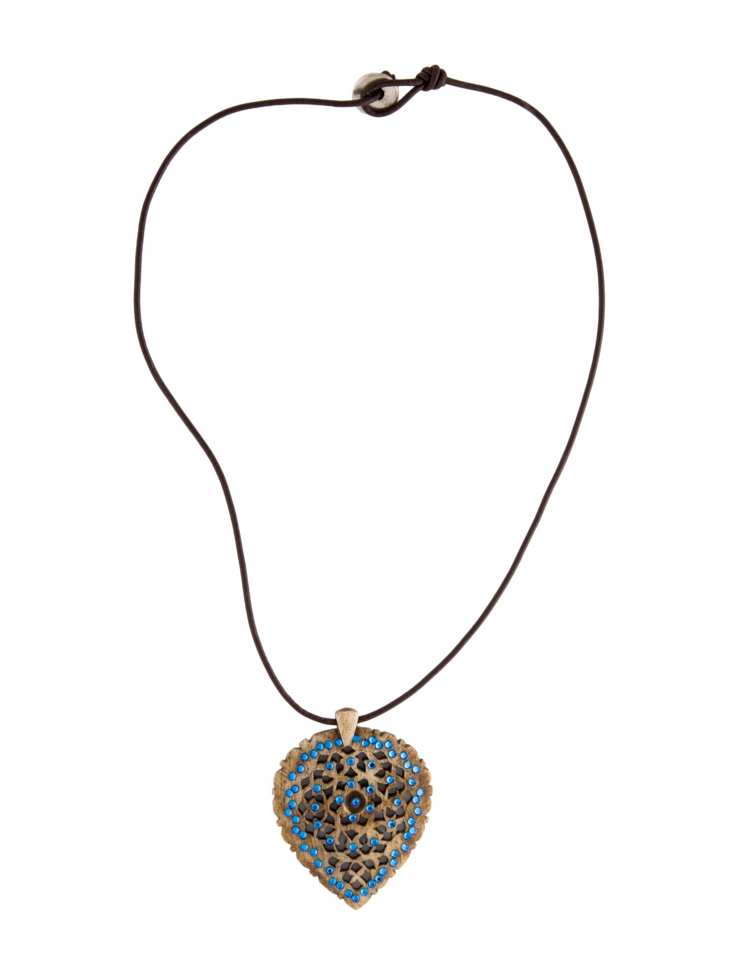 Chan Luu Nut, Leather & Crystal Pendant Necklace