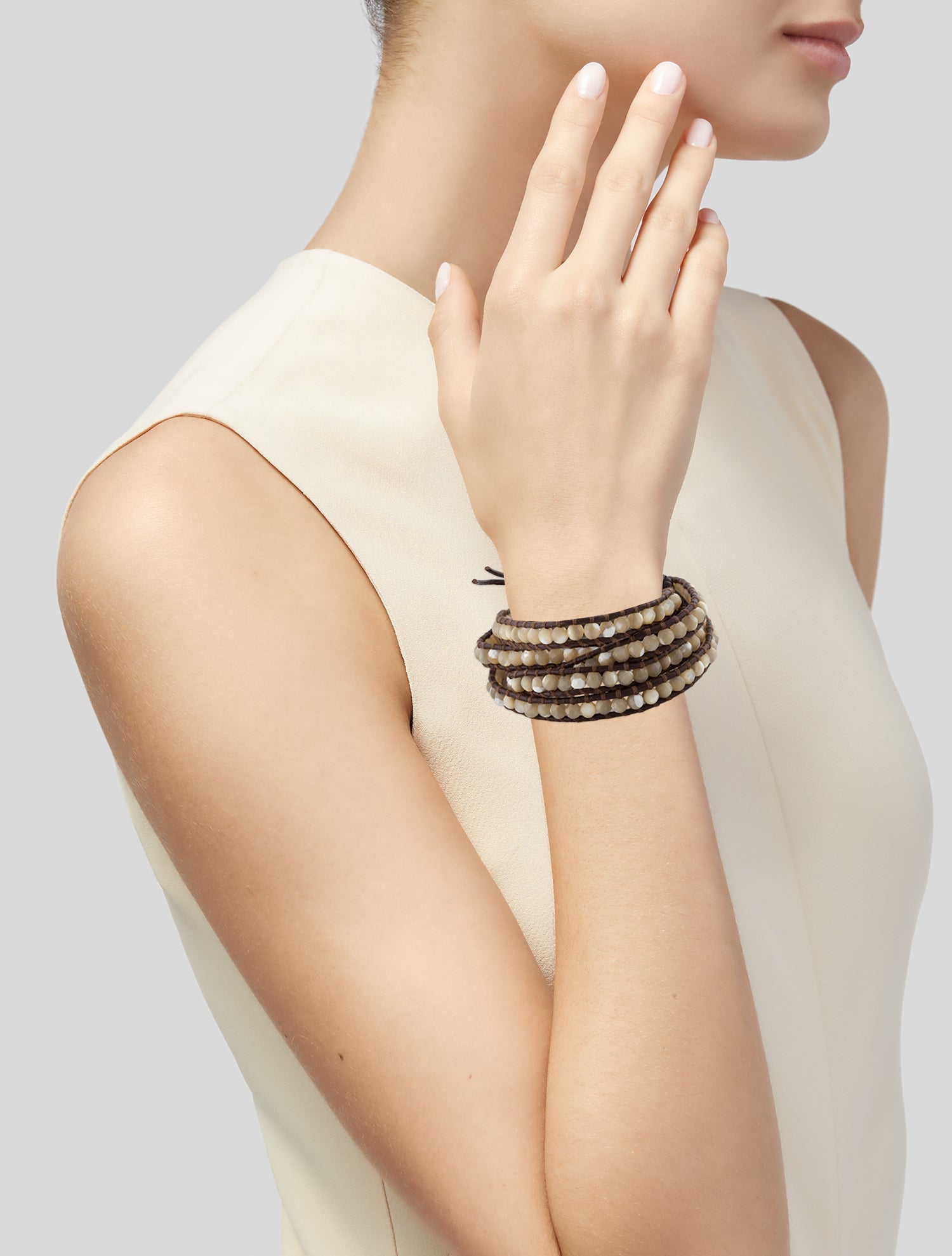 Chan Luu Leather Beaded Wrap Bracelet