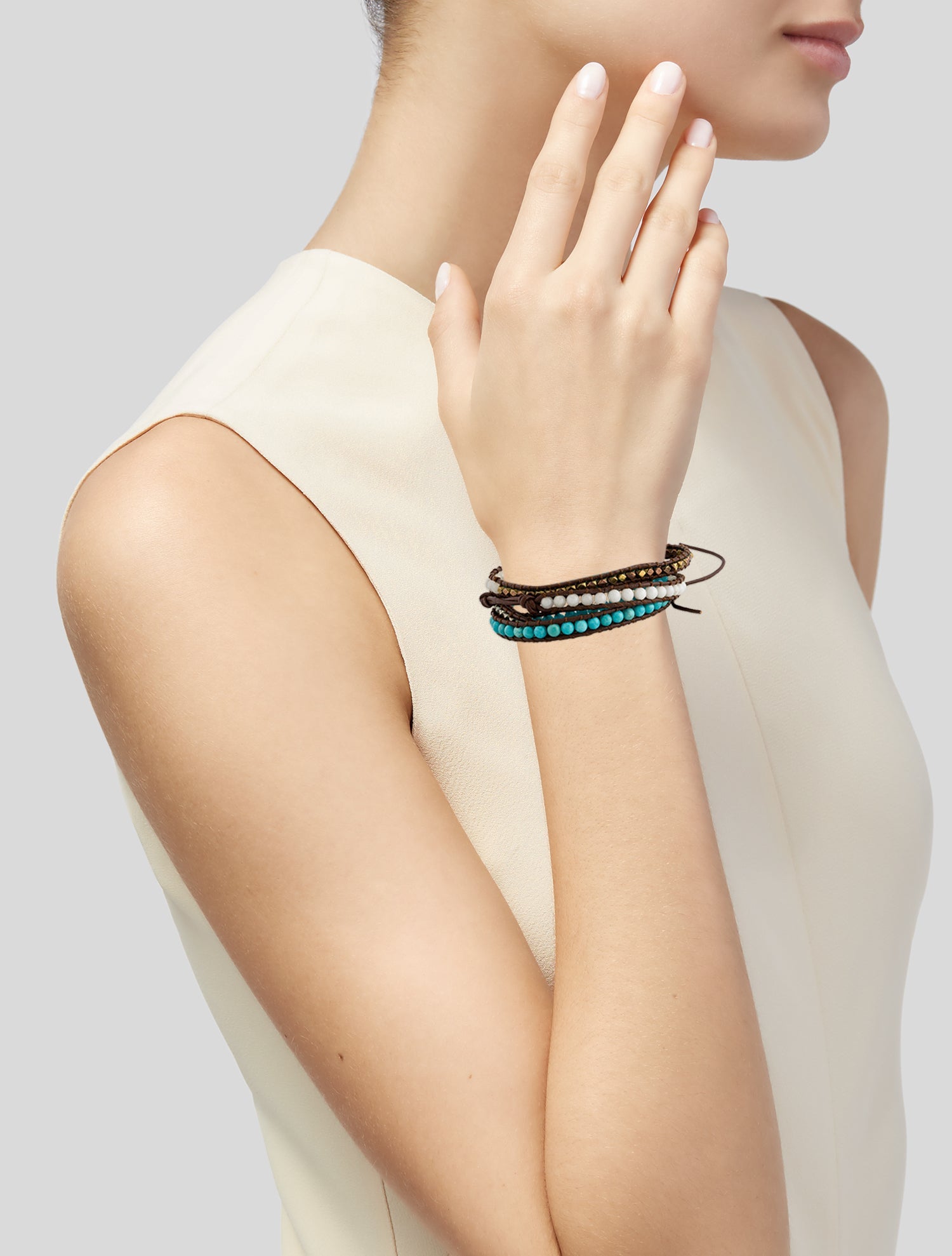 Chan Luu Bead & Leather Wrap Bracelet