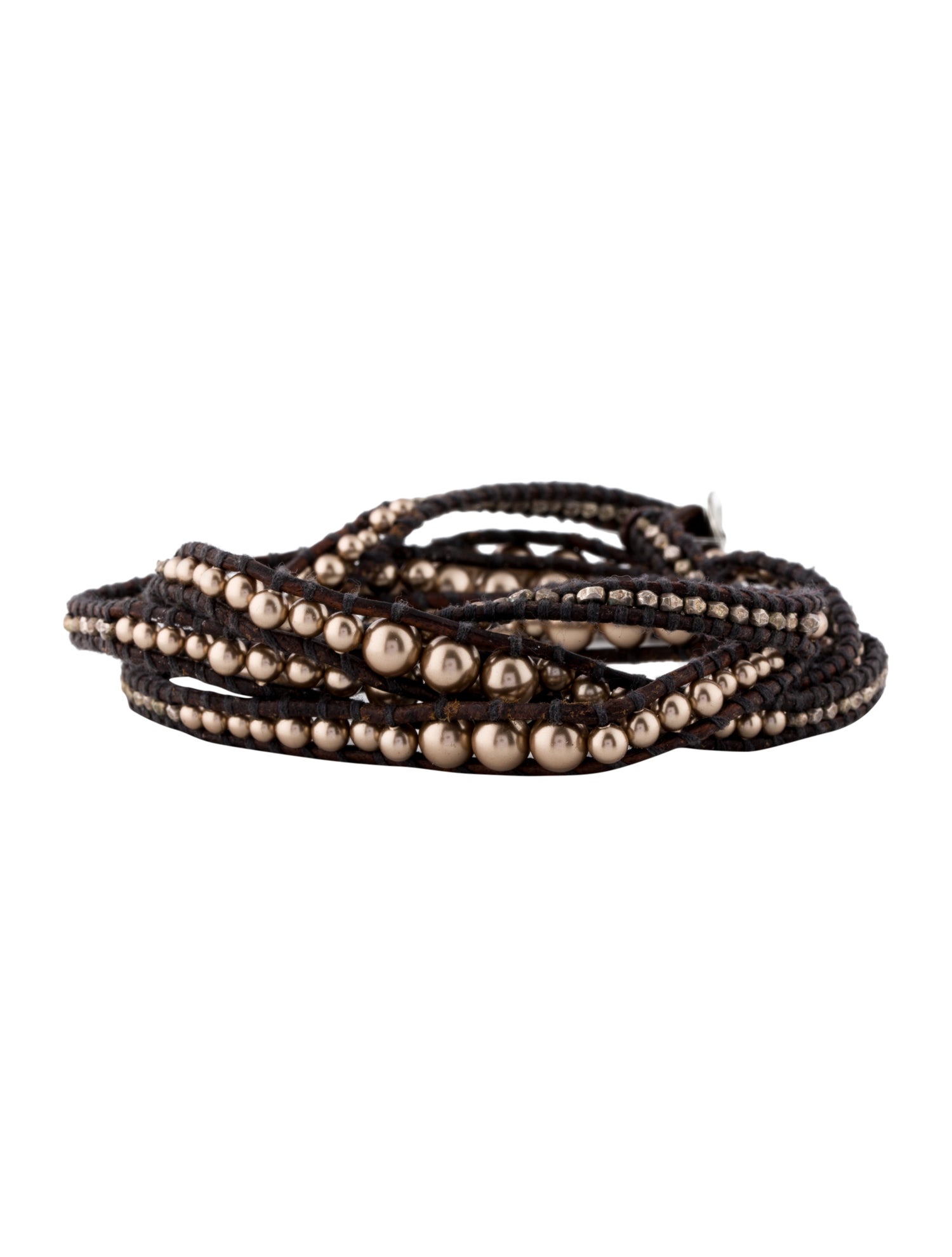 Chan Luu Faux Pearl & Bead Leather Wrap Bracelet
