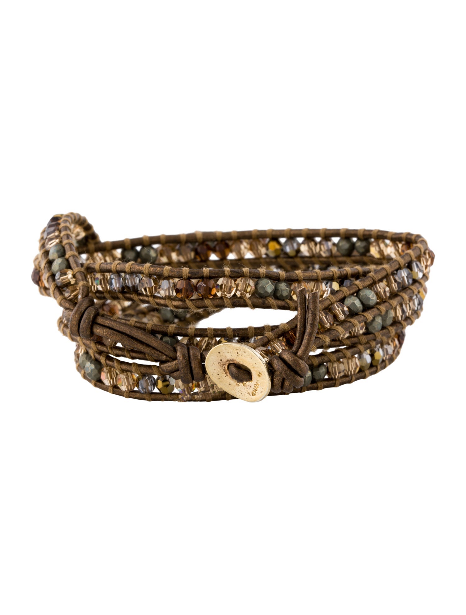 Chan Luu Crystal & Bead Leather Wrap Bracelet