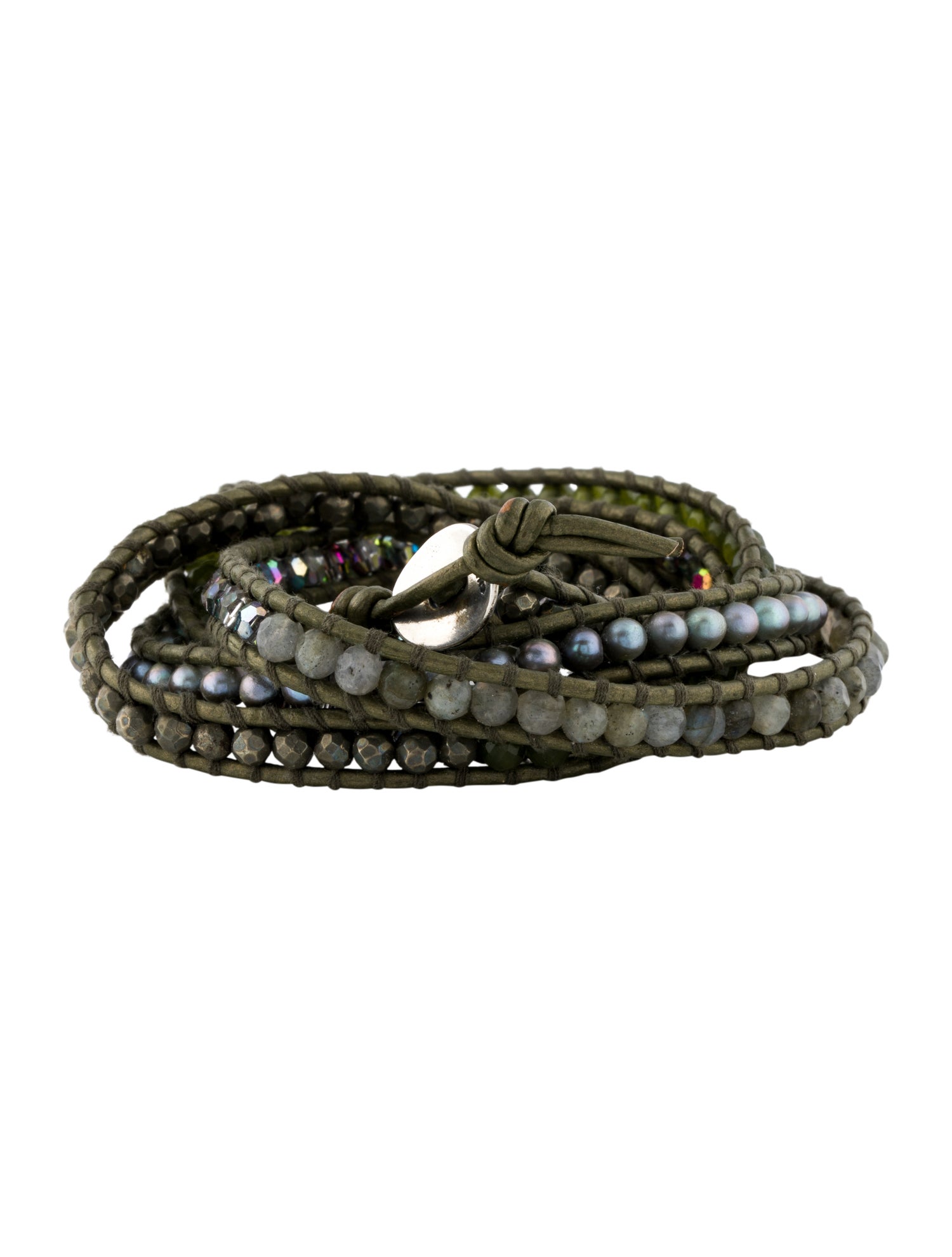 Chan Luu Faux Pearl, Crystal & Bead Leather Wrap Bracelet