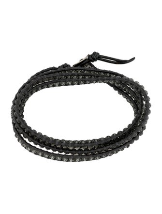 Chan Luu Leather & Crystal Beaded Wrap Bracelet