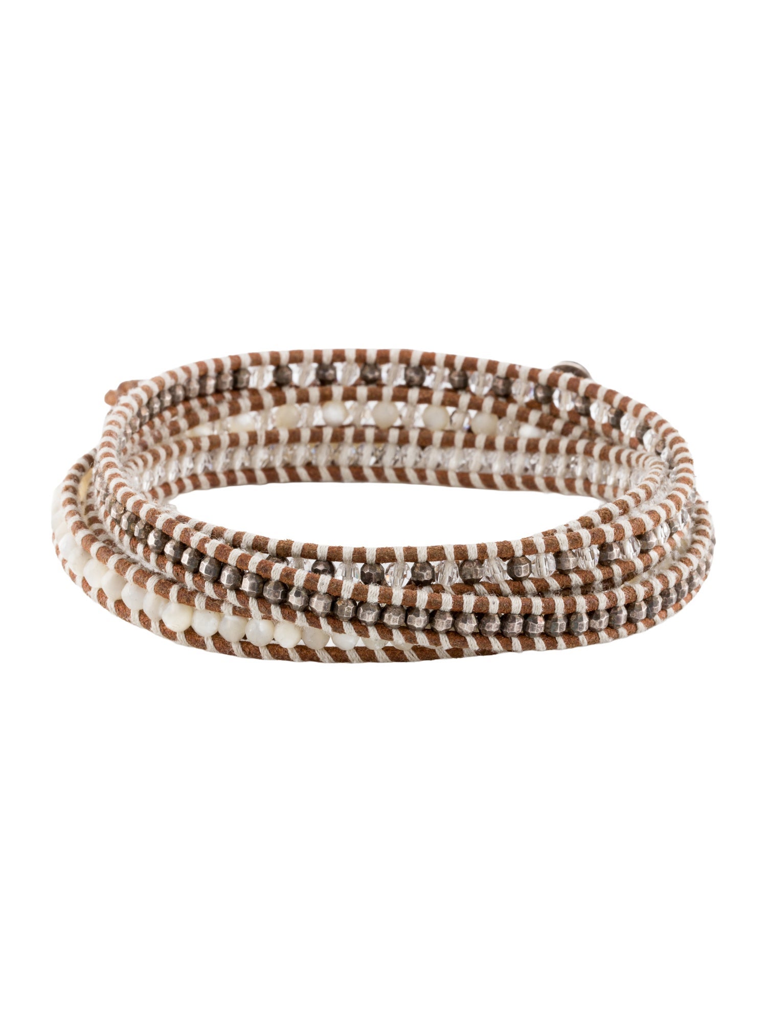 Chan Luu Leather Crystal & Bead Wrap Bracelet