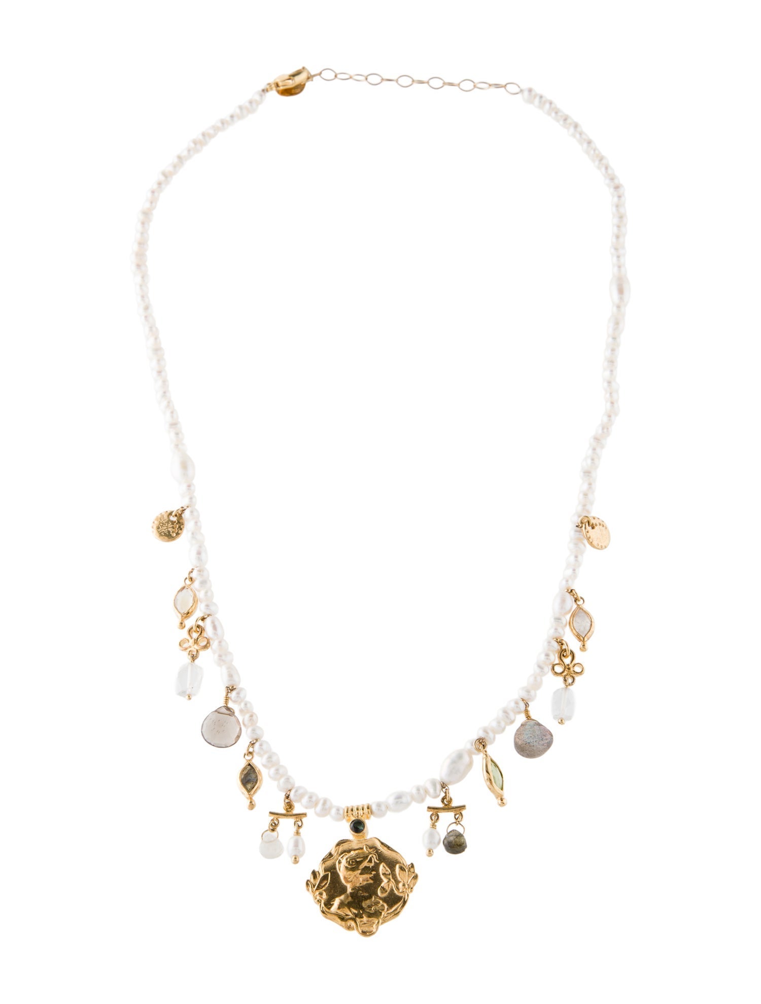 Chan Luu Pearl, Crystal & Multicolor Stone Suri Charm Necklace