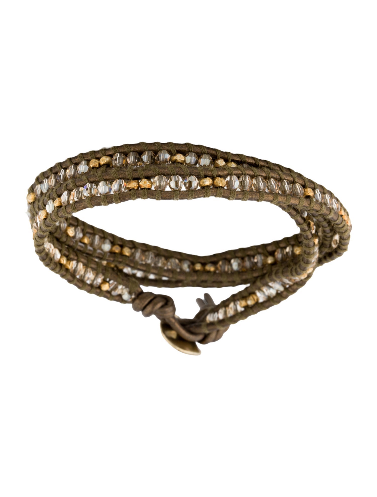 Chan Luu Leather & Crystal Beaded Wrap Bracelet
