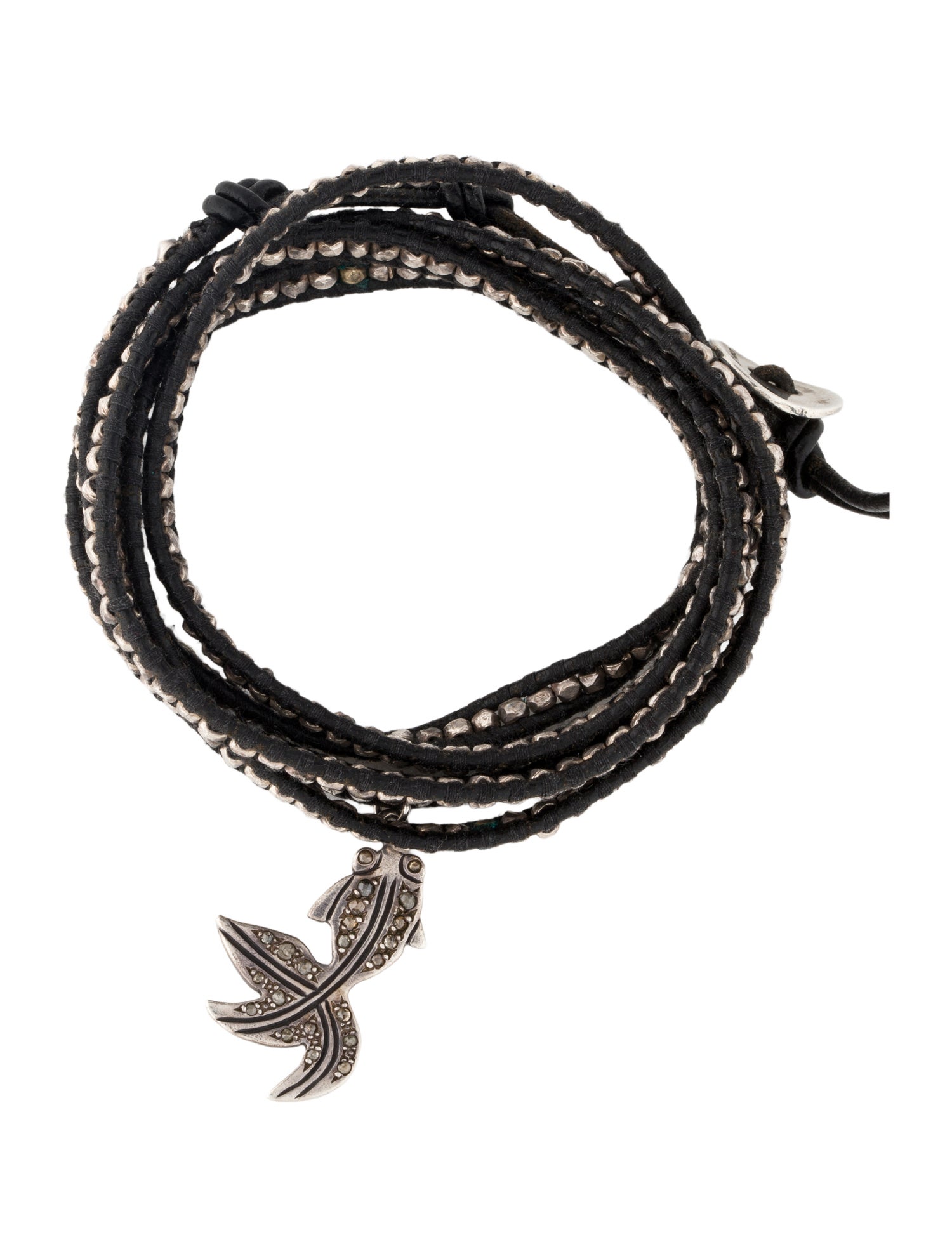 Chan Luu Diamond & Leather Fish Charm wrap bracelet