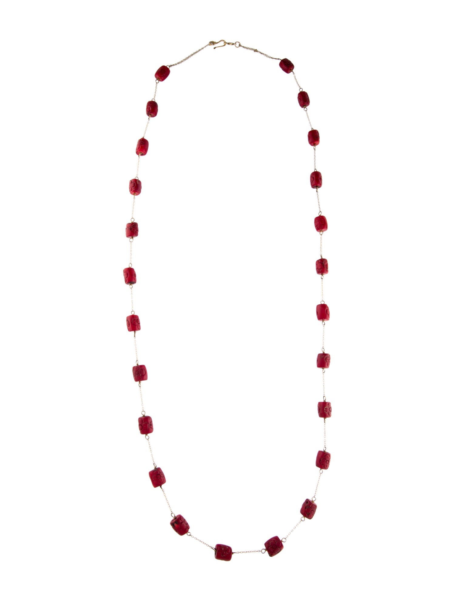 Chan Luu Coral Carved Long Wrap Necklace