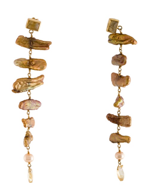 Chan Luu Cultured Pearl & Yellow Stone Drop Earrings