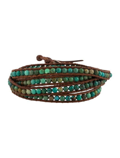 Chan Luu Leather, Green Stone & Blue Stone Wrap Bracelet