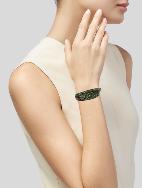 Chan Luu Leather, Green Stone & Blue Stone Wrap Bracelet