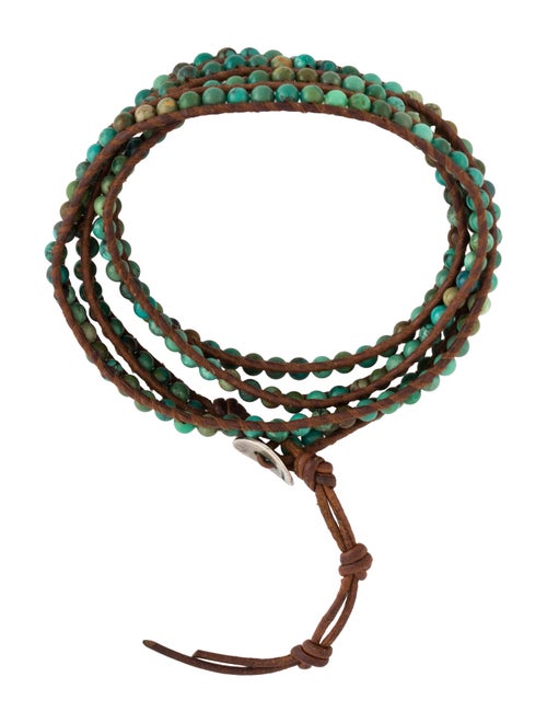 Chan Luu Leather, Green Stone & Blue Stone Wrap Bracelet