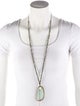 Chan Luu Green & Metallic Stone Pendant Beaded Necklace