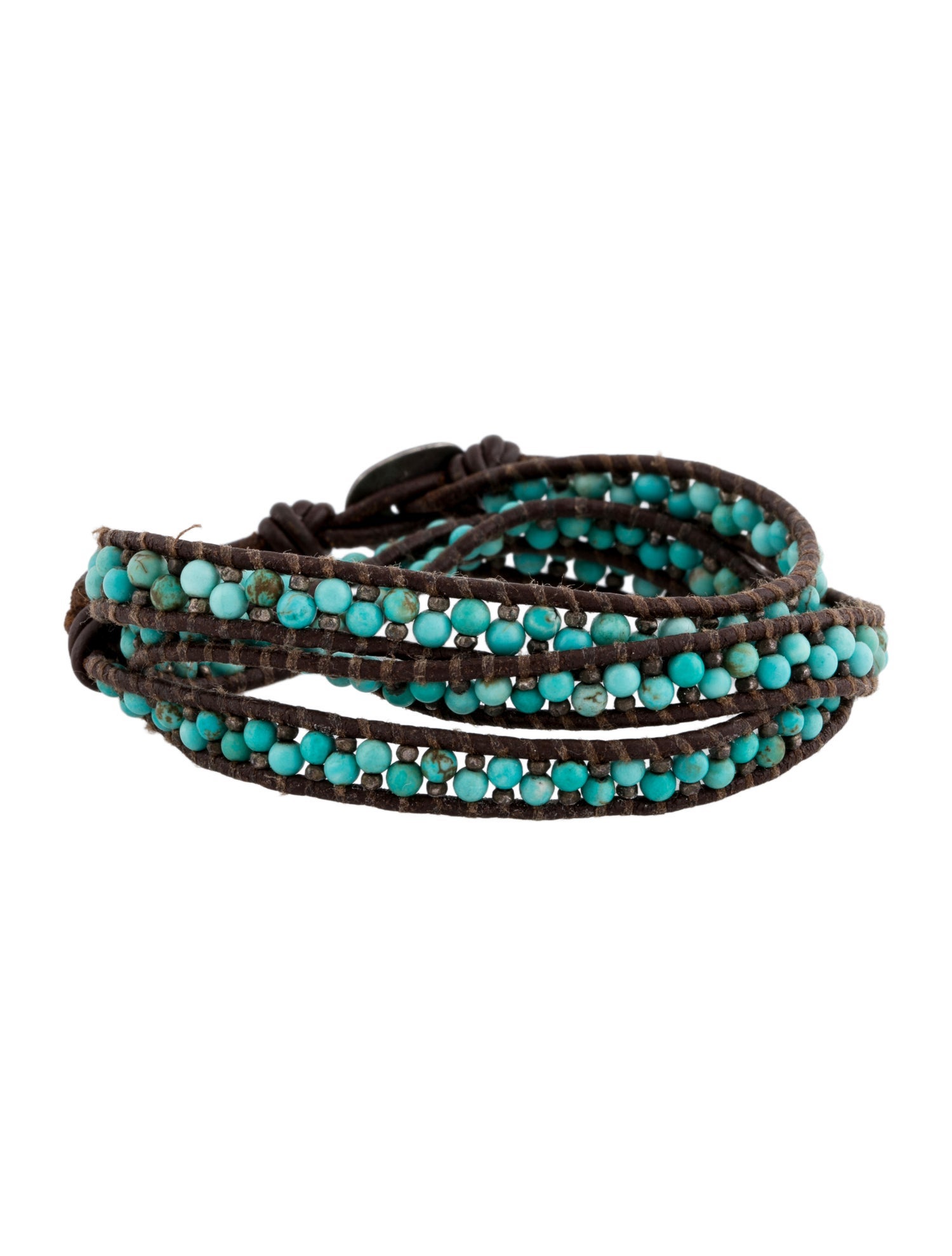 Chan Luu Leather & Blue Stone Wrap Bracelet