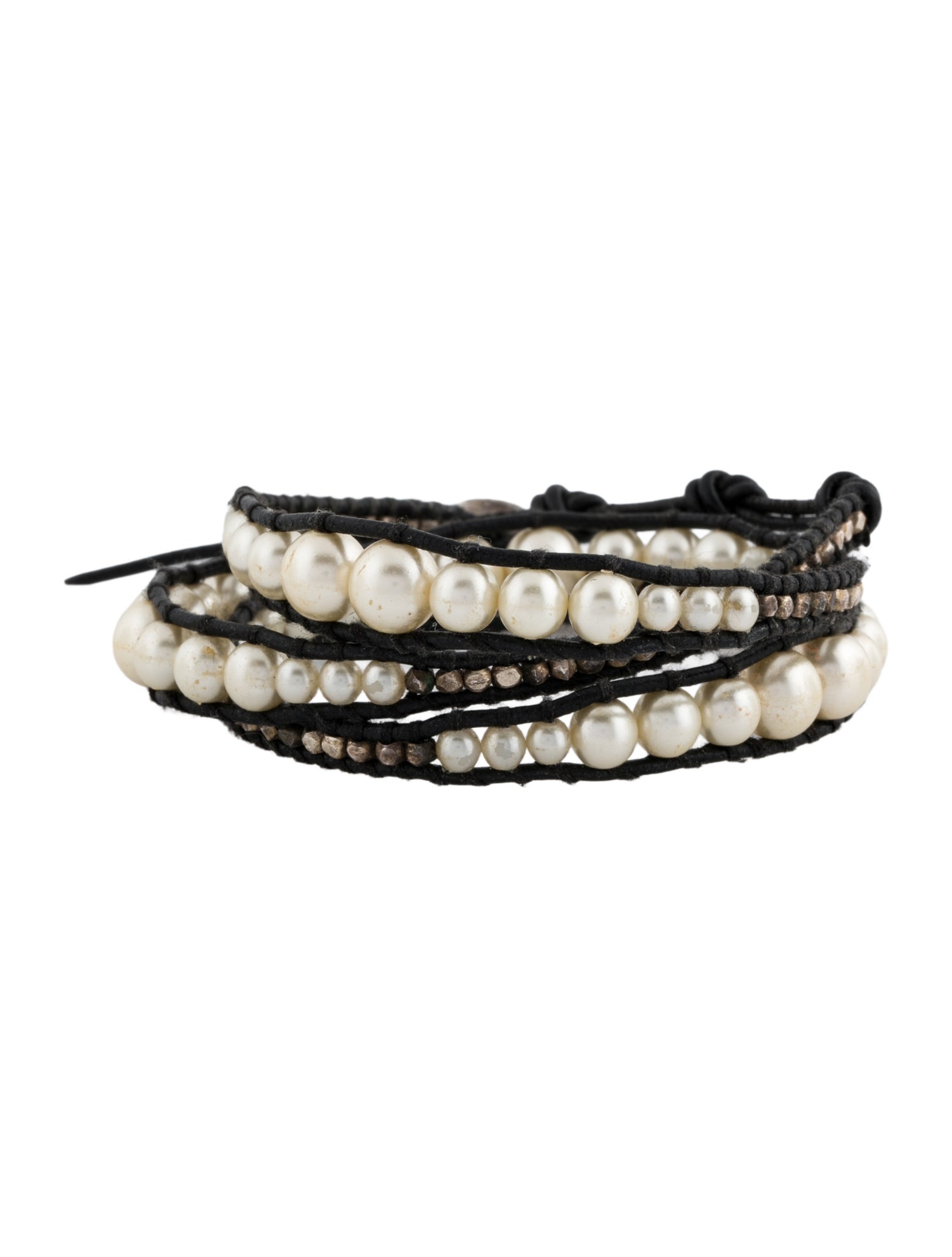 Chan Luu Faux Pearl & Leather Wrap Bracelet