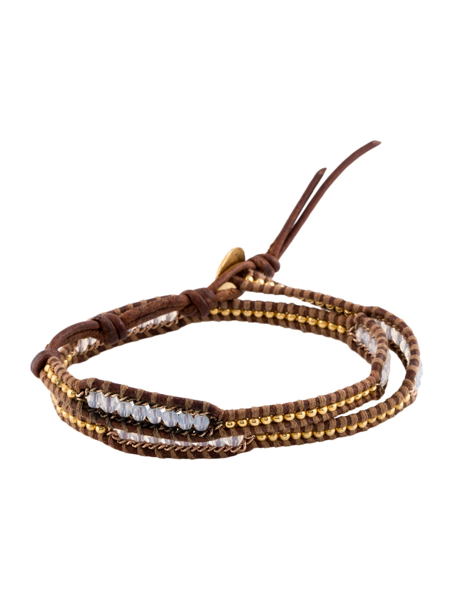 Chan Luu Leather Crystal Beaded Wrap Bracelet