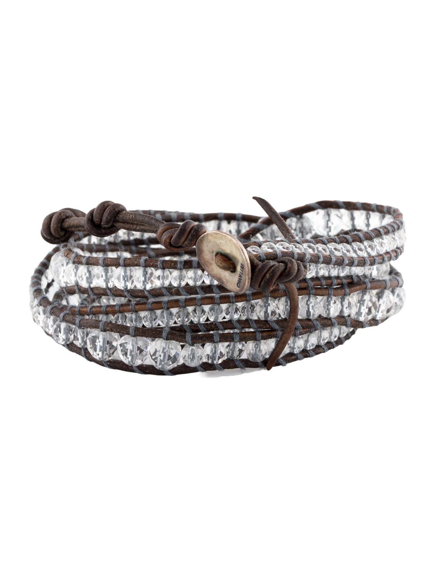 Chan Luu Leather & Crystal Beaded Wrap Bracelet
