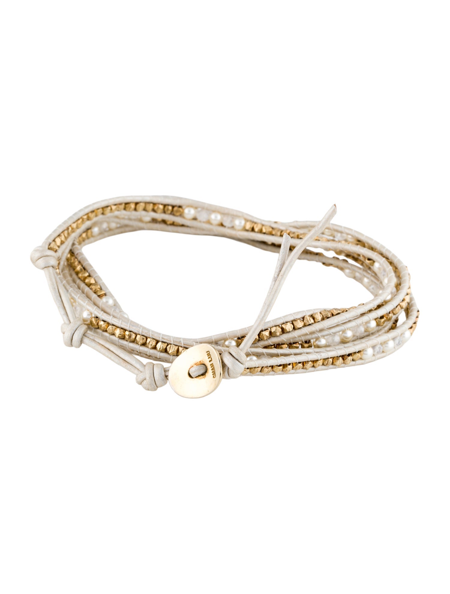 Chan Luu Leather, Faux Pearl Beaded Wrap Bracelet