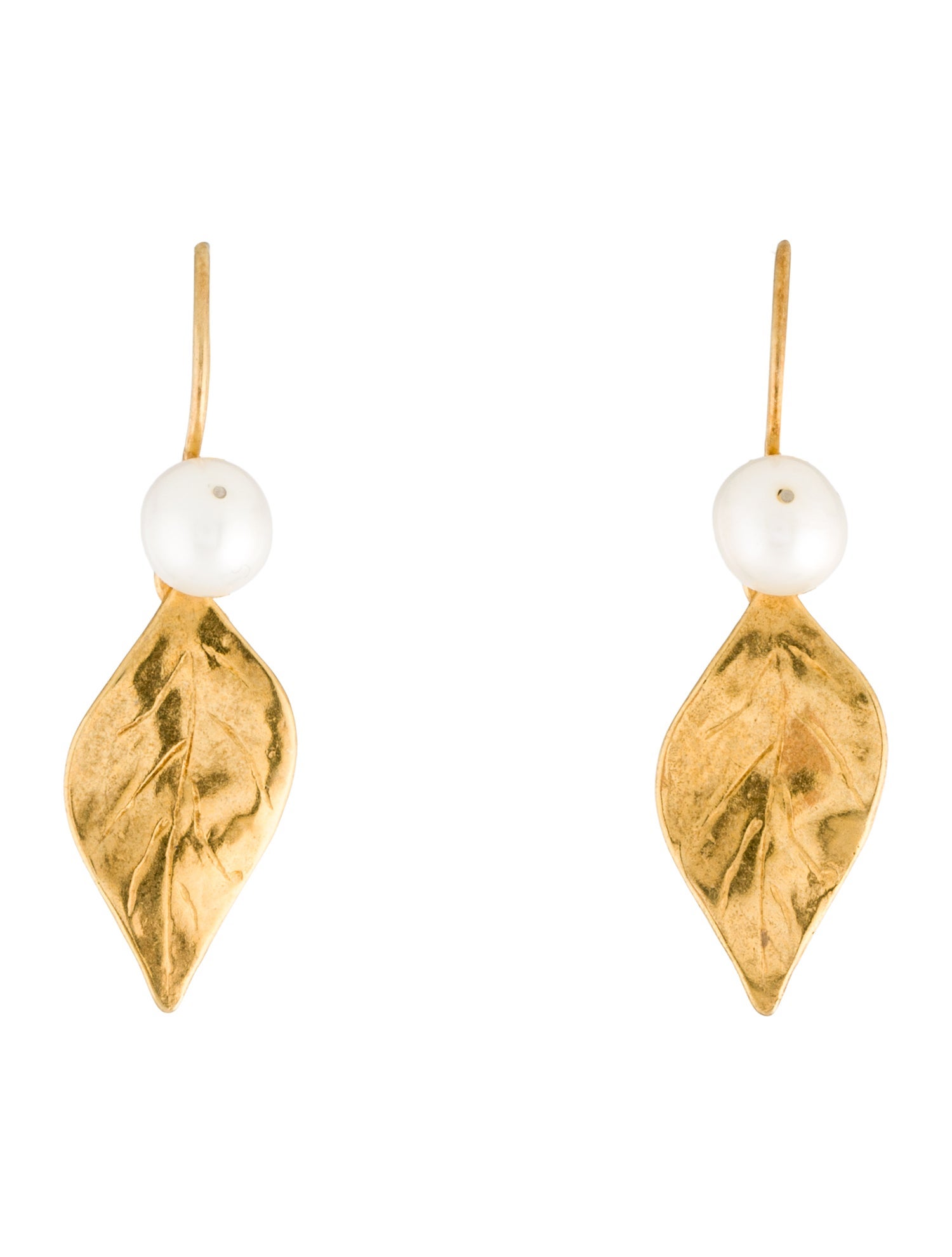 Chan Luu Pearl Leaf Drop Earrings