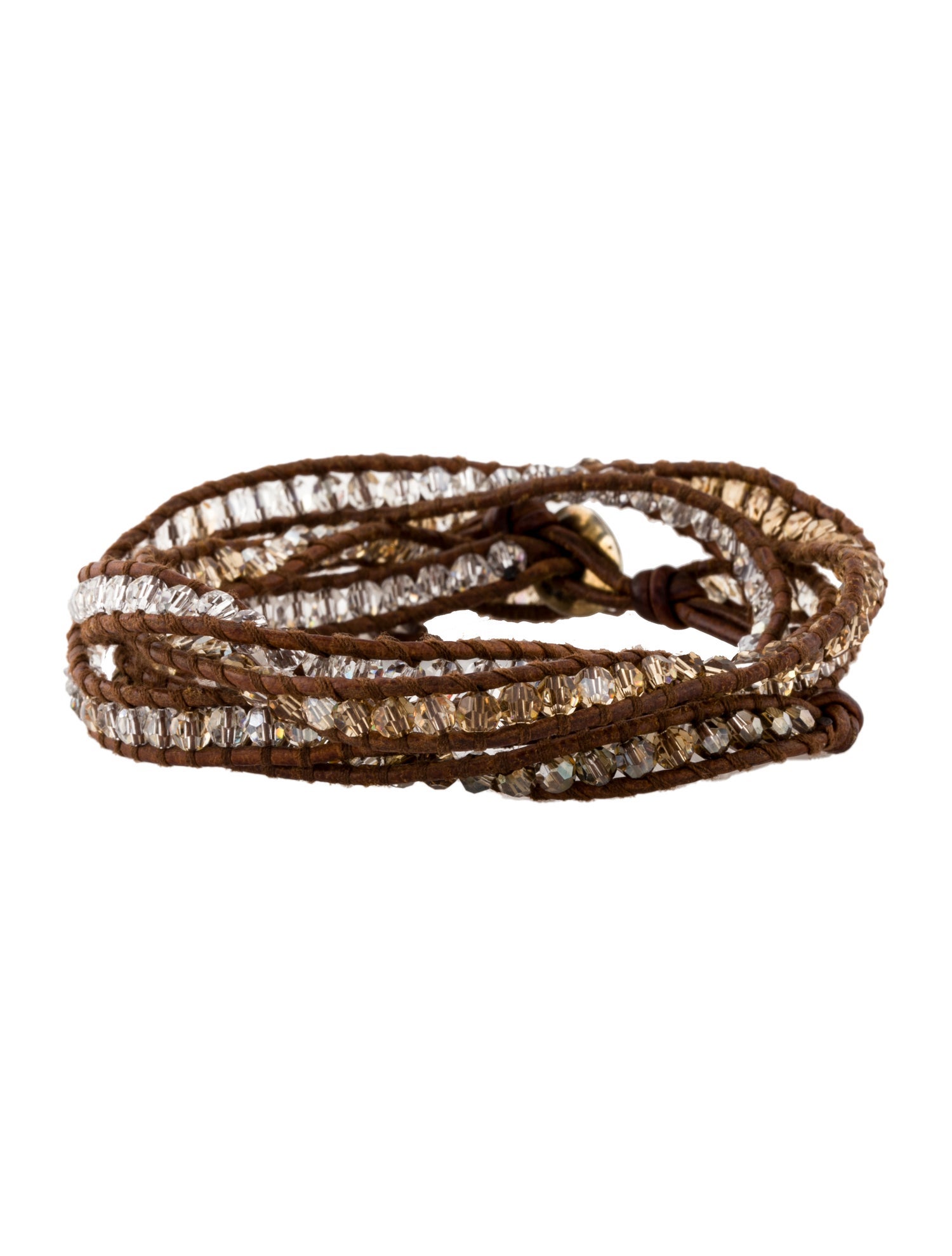 Chan Luu Crystal & Leather Multi Wrap Bracelet
