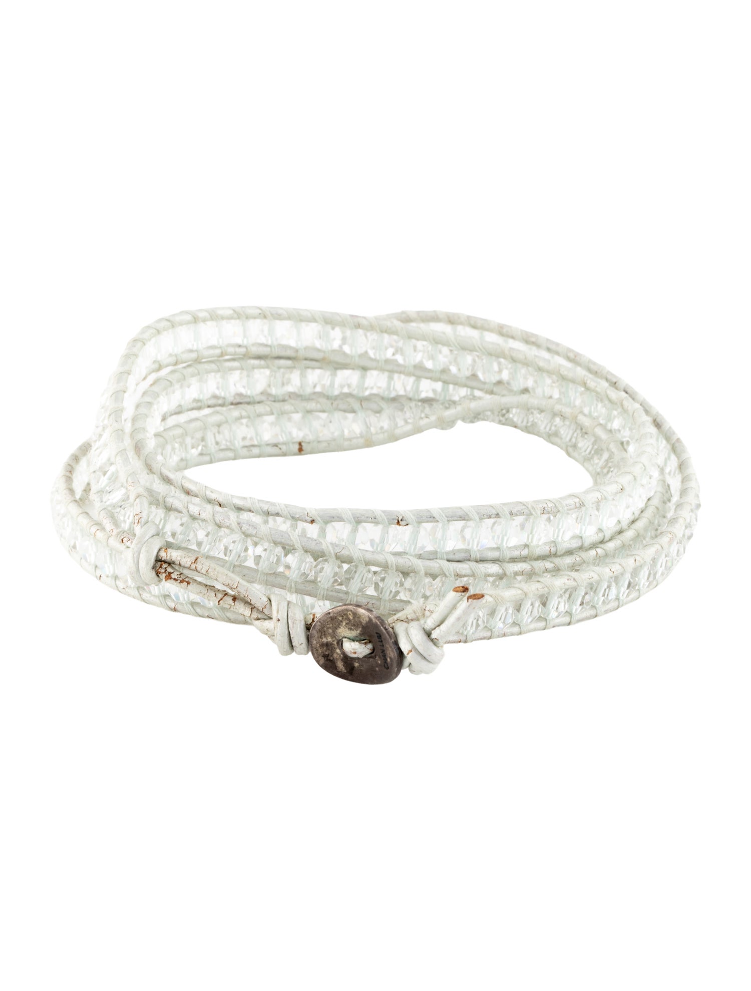 Chan Luu Leather, Thread & Crystal Beaded Wrap Bracelet