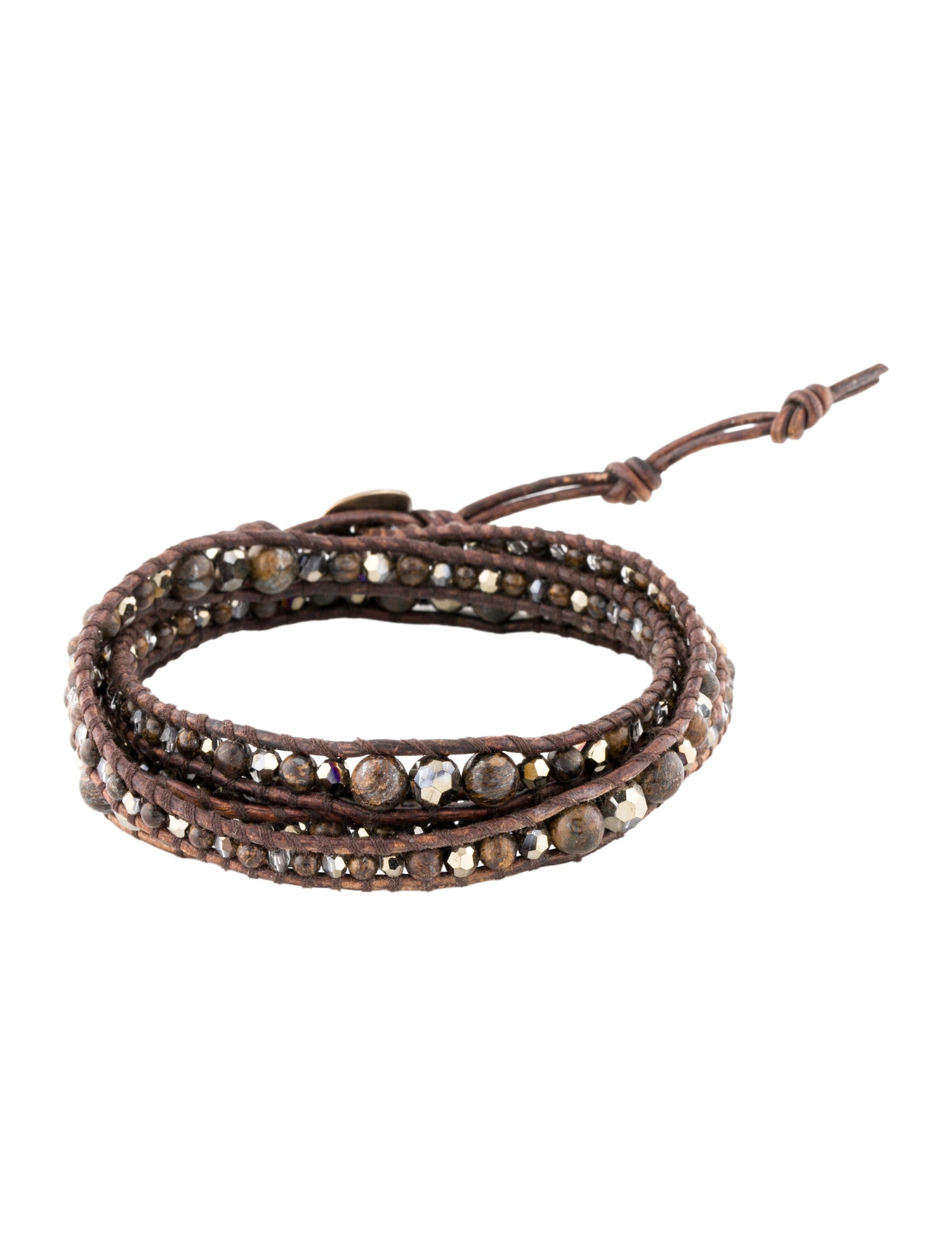 Chan Luu Leather & Thread Beaded Wrap Bracelet