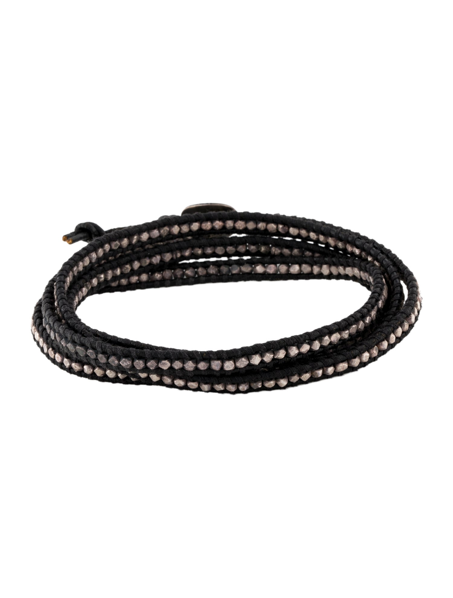 Chan Luu Leather & Thread Beaded Wrap Bracelet