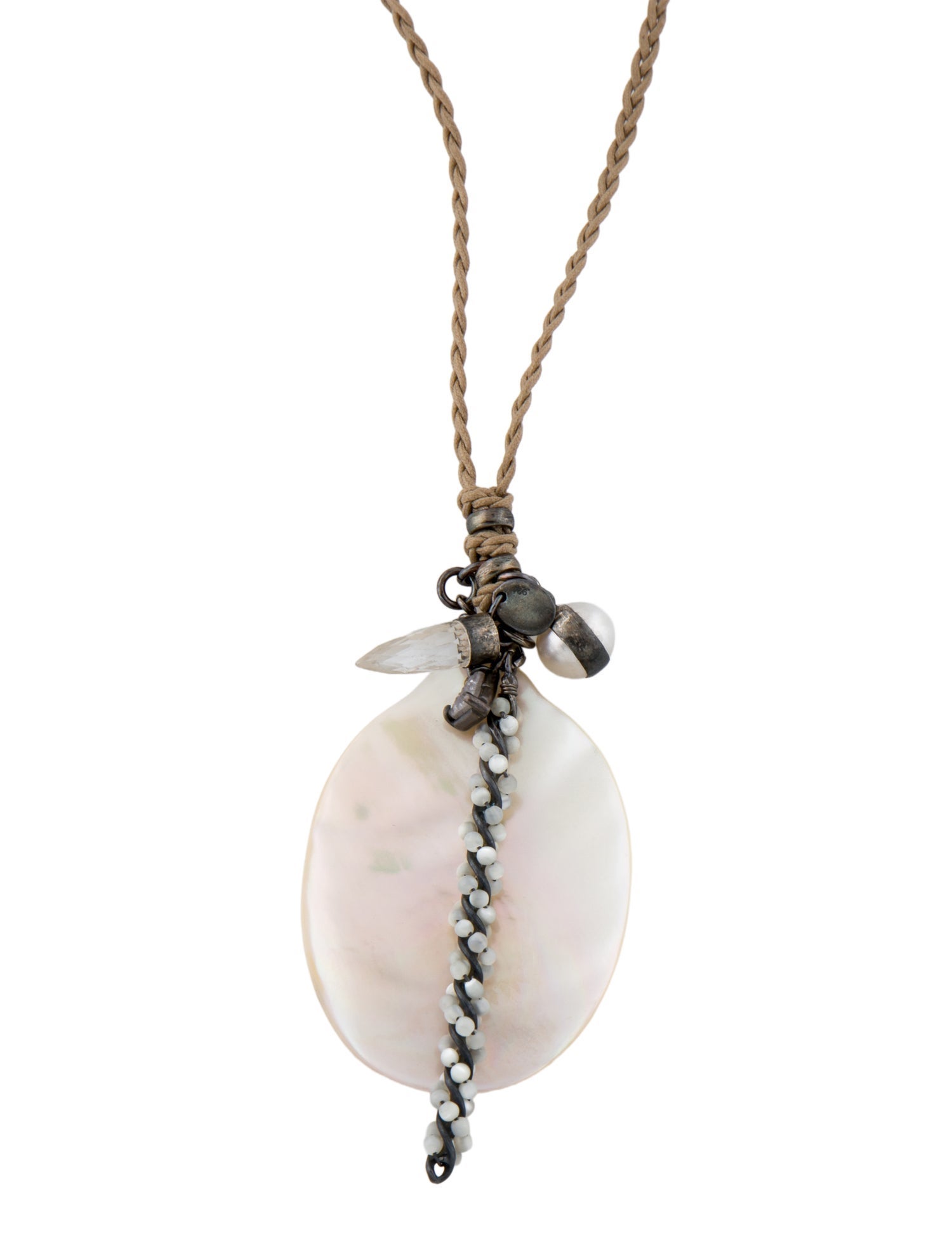 Chan Luu Mother Of Pearl,Pearl,Cord & Multi-Stone Charm Necklace