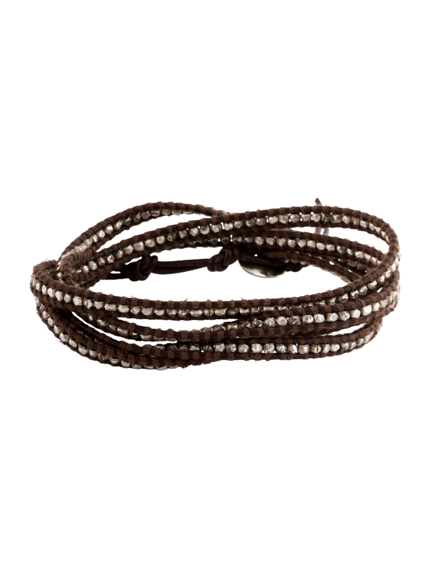 Chan Luu Leather & Thread Beaded Wrap Bracelet