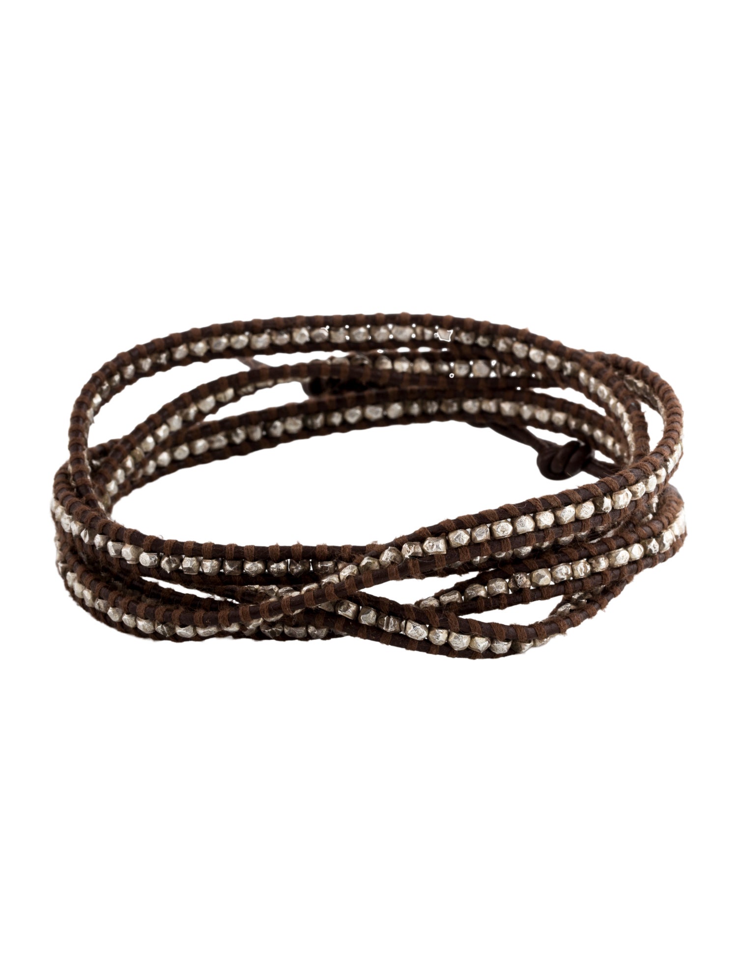 Chan Luu Leather & Thread Beaded Wrap Bracelet