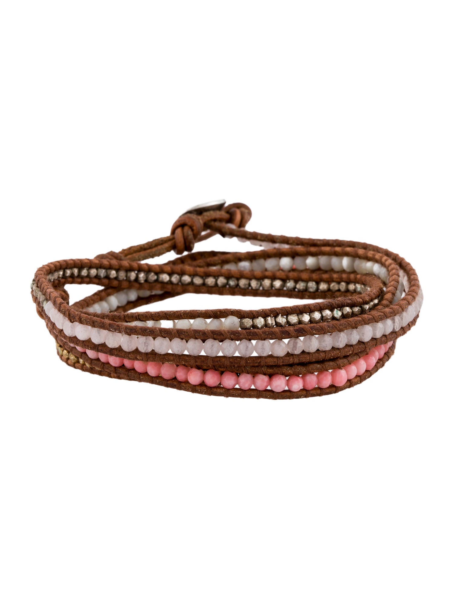Chan Luu Leather & Stone Beaded Wrap Bracelet