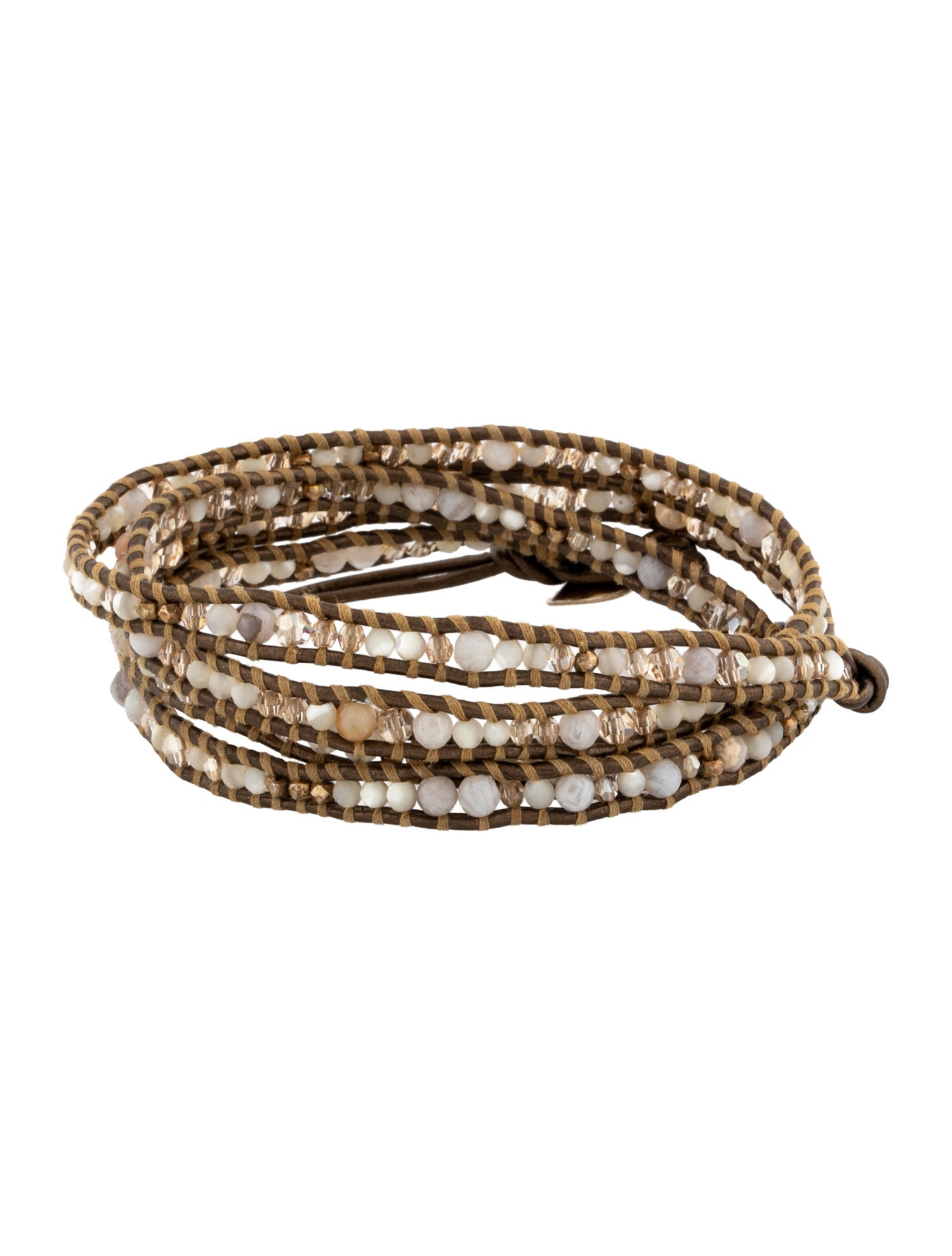 Chan Luu Leather & Stone Beaded Wrap Bracelet