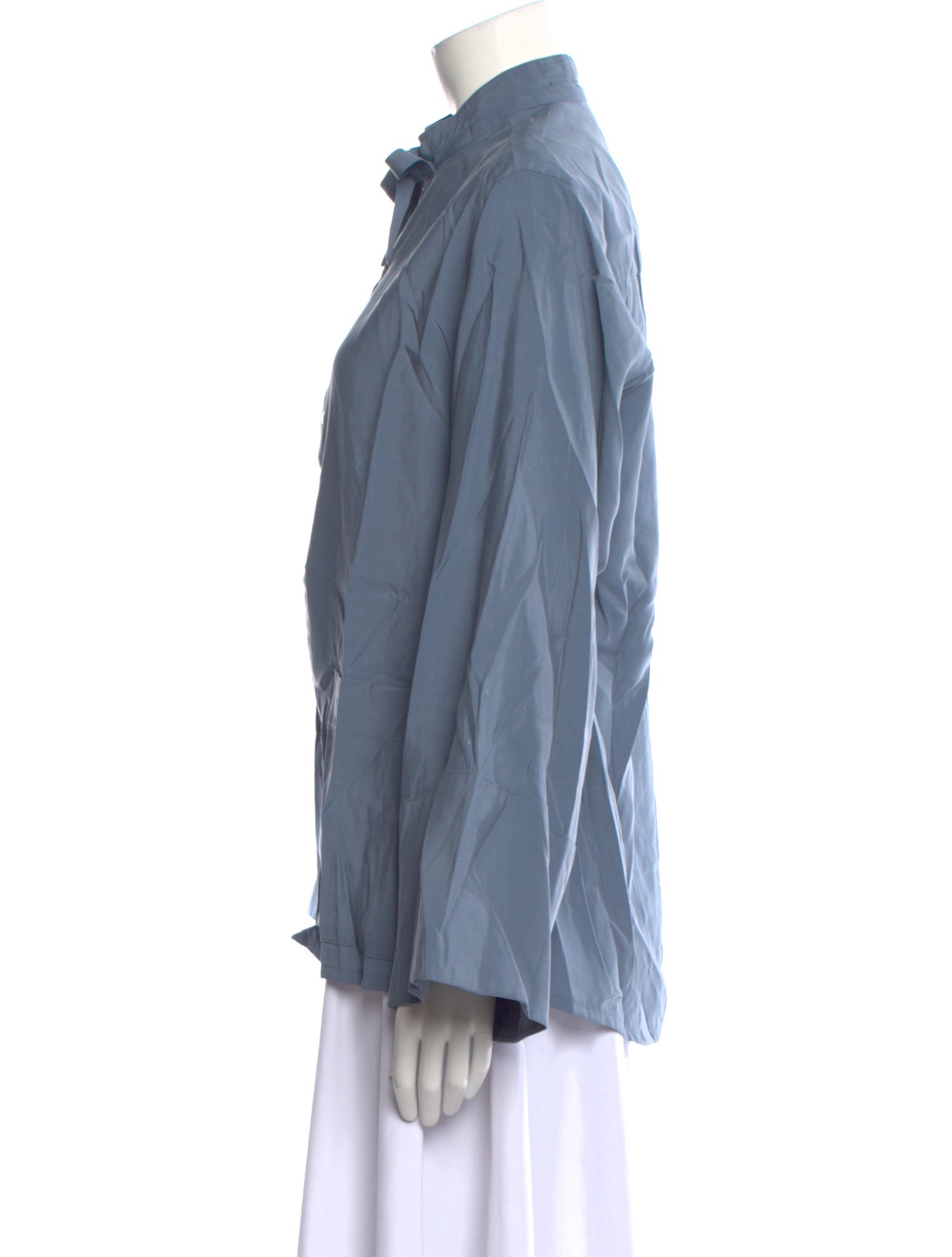 Carla Fernández Linen Mock Neck Button-Up Top